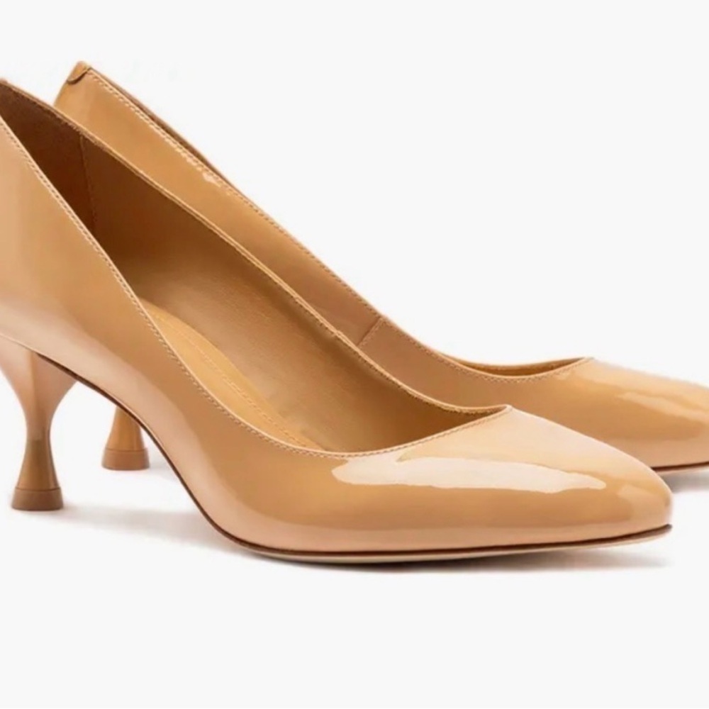 NEW Larroude Michelle Lo Elegant Patent Leather Tan Women's Stilettos